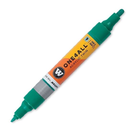 Molotow One4All Acrylic Twin Pump Marker in Lagoon Blue. 1.5mm/4mm Nibs. 3 Pack. - Picture 3 of 13